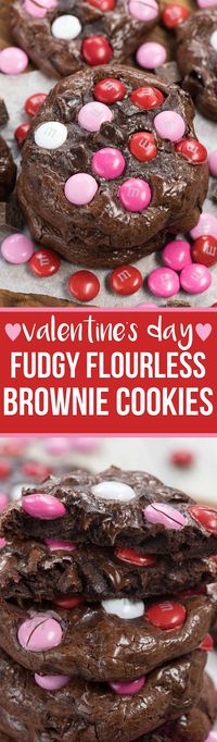 Make Valentine's Brownie Cookies for your valentine! These fudgy brownie cookies are flourless and super chocolatey and perfect for any brownie lover.