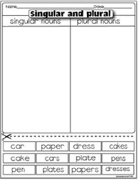 Freebies- single and plural nouns