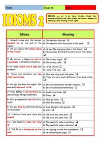 Idioms 2 - English ESL Worksheets for distance learning and physical classrooms