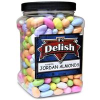 Jordan Almonds by Its Delish Premium great tasting jordan almonds made from California almonds and sweet candy coating. Stock up for your upcoming event. Put them out at the buffet in large jars or as favors in fancy pouches, totes, or burlap bags. Perfect for Weddings, baby showers, themed parties, baptism and birthdays etc. The almonds are coated in a hard shell, eat them by placing in mouth for a bit until they are ready for the bite. Enjoy! About It's Delish! It's Delish was established in 1