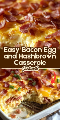 This hearty breakfast casserole combines crispy bacon, fluffy eggs, and golden hashbrowns in one comforting dish that's easy to make and perfect for any occasion. With just a handful of ingredients, this dish is a breakfast favorite that you can prepare ahead of time or whip up for a last-minute brunch.