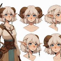 studio ghibli art style2c elven woman with ram horn - Image Creator from Microsoft Designer