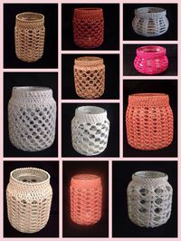 crochet jar covers - no pattern, great ideas