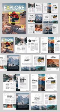 Modern Travel Magazine Template InDesign INDD. US Letter Size.