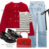 Outfit Ideen rot 🎀 Herbstlook rote Jacke, hellblaue Jeans, Streifenshirt Casual Look, Easy Styling