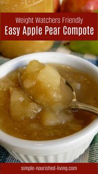 Easy healthy + delicious this apple pear compote is a tasty way to get more fruit into your diet a - only Weight Watchers with Points! #weightwatchers #ww #points #recipes #healthy #apple #pear #dessert