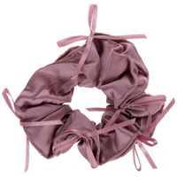 Dimensions: 1.61" H x 5.94" W x 5.88" D Material: Fabric Color: Pink Age Grade: 16+ Quantity: 1 Complement your coquette aesthetic by wearing this Satin Bow Scrunchy. This trendy hair tie features an elastic base and is covered in soft satin fabric. Around the scrunchy, there are small bows for a dainty touch of style. Keep it on hand for whenever you need a tie for your hair!