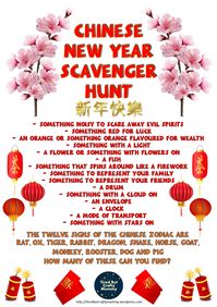 Chinese New Year Scavenger Hunt