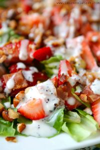 Strawberry Bacon Salad with Greek Yogurt Poppyseed Dressing