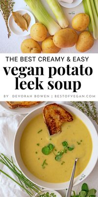 🌱🍵 Dive into the creaminess of our Vegan Potato Leek Soup - an easy weeknight dinner delight! This comforting soup boasts a smooth, delicious texture that the whole family will love! 🥣🥔 Perfect for meal prep, it's dairy-free and gluten-free, making this vegan soup recipe the star of the night! 🌟👪 Enjoy a bowlful of warmth!