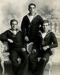 Sailors Three Handsome Men Vintage Navy Man in Uniform Military Reprinted from Old Victorian Edwardian Black & White Photography Photo Print