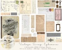 Vintage SCRAPS Ephemera & Embellishments Printable Collage - Etsy