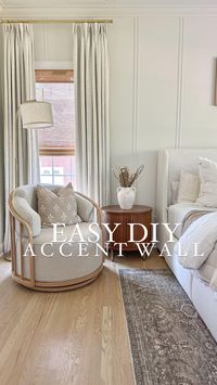 Double vertical line accent wall - no saw or overly complicated tools needed! I am here to tell you that YOU can do this too and that it is a very easy DIY project! I love accent walls, whether it’s some sort of wood being added, wallpaper, or even a pop of paint, I feel like they can totally transform a room and bring in some character. And I knew I had to add some character to this room, but wanted to keep it classic yet somewhat unique, so I went for a double board and batten wall. (W...