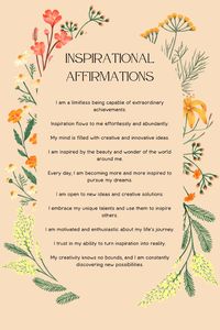 Unlock Your Creativity and Fuel Your Passion   Transform your day with these 10 uplifting affirmations that spark creativity and motivation. Perfect for moments when you need a boost, these affirmations will help you tap into your inner strength and inspire your journey.