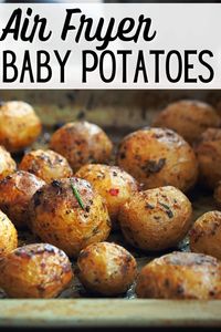 Use your air fryer to make these tender and flavorful whole roasted baby potatoes. This is the perfect side dish for any dinner, including the holidays. Everyone loves Air Fryer Baby Potatoes that are naturally vegan, vegetarian, and gluten-free.