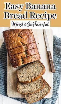 This is the best ever EASY banana bread recipe with a super MOIST and tender texture and tons of sweet banana flavor. Everyone loves it! You'll never need another recipe.