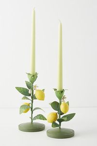 Crafted in the shape of a blossoming lemon tree, this taper holder adds a fresh touch to your decor. | Lemon Taper Candlestick by Anthropologie in Yellow, Size: Smallmall