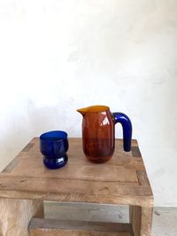 Behati Pitcher | Borosilicate Stained Glass Amber & Blue Pitchers – HueGah Home