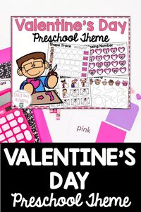 Valentine's Day Preschool Theme Valentine's Day preschool theme perfect for your February or Valentine's Day fun! This packet includes 18 color and 18 black and white activities, as well as book ideas. #littleowlacademy #valentinesdaypreschool #preschoolvalentinesday #valentinesdaypreschoolideas #valentinesdayactivitiespreschool #valentinesdayprintablespreschool #februarypreschool #preschoolfebruary #preschoolvalentinesdaytheme #valentinesdaypreschooltheme #homeschool #preschoolathome