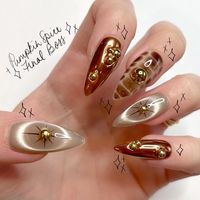 Pumpkin Spice Final Boss Hand Painted Press on Nails *MADE TO ORDER* Press On Nails - One Set Of 10 - Nin's Nails Check more at https://outfitfashionideas.com/2024/10/26/pumpkin-spice-final-boss-hand-painted-press-on-nails-made-to-order-press-on-nails-one-set-of-10-nins-nails/