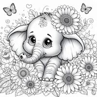 Baby Elephant Color Pages - Etsy