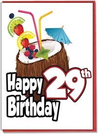 Hawaiian Coconut 29th Birthday Card