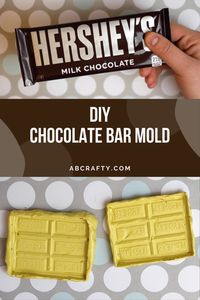 Learn how to easily make a chocolate bar mold to make your own chocolates or for other craft projects. In just 20 minutes you’ll have a flexible rubber and silicone chocolate mold to make more chocolates or chocolate bar shaped items. #chocolate #mold #putty #moldputty #chocolatebar #hersheys #custom #diy #abcrafty