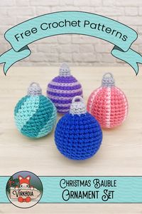 FREE crochet patterns available NOW! |🔵 Crochet Christmas Bauble Ornament Set 🔵| The excited rush towards a waiting pile of presents, the soft holiday music floating in from another room, and the bustling warmth of a home filled with long-missed loved ones — add the perfect homemade touch to any winter decor with this free crochet pattern!