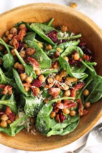 Spinach Salad with Hot Bacon Dressing - | foodiecrush.com