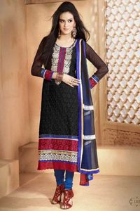 #AndaazFashion - #Black Georgette #Churidar Suit - DMA12668