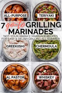 7 delicious grilling marinade recipes to keep in your back pocket as you gear up for grilling season, including my family’s teriyaki sauce recipe, a greek-inspired yogurt marinade, moroccan chermoula, middle eastern shawarma, our house marinade, & more! #playswellwithbutter #marinaderecipe #easymarinade #grillingrecipes #steakmarinade #chickenmarinade #porkmarinade #vegetablemarinade