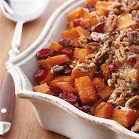 Roasted Sweet Potatoes with Cinnamon Pecan Crunch