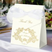 Elegant ivory and gold vintage rococo ornate frame wedding template favor box