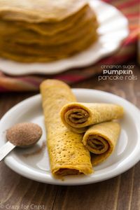 Cinnamon Sugar Pumpkin Pancake Rolls - easy and portable, they're the perfect breakfast.