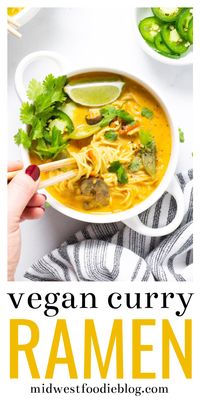 Easy Vegan Curry Ramen Noodles | Midwest Foodie | Can you believe that 20 minutes is all it takes to get this healthy, vegan dinner on the table?! Loaded with fresh veggies and rich curry flavors, you'll feel good about serving this meal to your family! #midwestfoodie