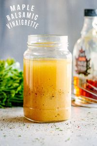 Maple Balsamic Vinaigrette - Zesty dijon mustard, sweet maple syrup, and tangy golden balsamic vinegar lend bright flavors to this amazing Maple Balsamic Vinaigrette.