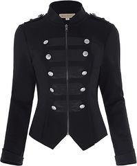 Kate Kasin Womens Gothic Steampunk Ringmaster Jacket Military Button Work Jacket Suit Black Size XL at Amazon Women’s Clothing store