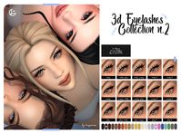 Hi! I know it's been a few months since the release date, but my 3D eyelashes nº2 have been updated with many improvements 😊  15 different models 23 swatches Eyelashes category Available from teen to elder (only females) HQ compatible Base game compatible Works perfectly with glases and other accesories.  If you are interested in follow me on my social networks!  Don't forget that all the comments and 💜 are appreciated, they brighten my day 😊