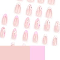 Almond Short Press-On False Nail Cute Flowers Minimalist French Manicure 24pcs, #AD, ##pcs, #SPONSORED, #Manicure, #French, #Minimalist