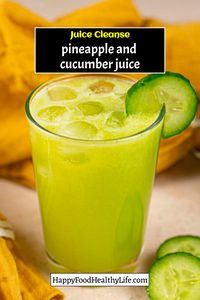 This pineapple and cucumber juice is a tasty and refreshing way to detox! It’s all-natural and super easy to make with just 2 ingredients.