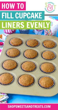 We're showing you how to bake cupcakes perfectly today and answering questions like how much do you fill cupcake liners, and how to fill cupcake liners evenly! Learn how to bake perfect cupcakes with even, uniform tops with these tips and tricks! #bakingcupcakes #howtobakecupcakes #cupcakeliners #bakingsupplies #bakingfun #cupcakes