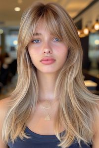 Elevate your style with 38 easy-to-maintain medium-length hairstyles featuring bangs—effortlessly chic and practical! ✨💇‍♀️ #MediumLengthHair #HairstylesWithBangs #EasyMaintenance #ChicLooks #HairInspiration #EffortlessStyle