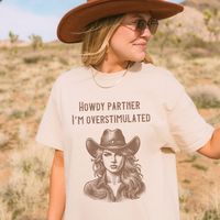 Hold on partner overstimulated shirt, Cowgirl shirt, Duck tshirt, Funny country tees, Cute western gifts, Cowboy shirt by CuteTrendyHoodies on Etsy