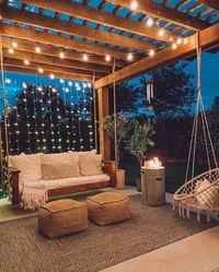 I chose this one for light because the hanging lights behind the seat and the lights crossing on the ceiling make the space into a comfortable outdoor space.