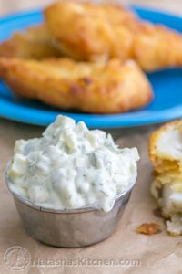 Making your tartar sauce own is really easy. It's amazing for fish sticks or breaded fish fillets. This recipe stays fresh in the fridge for a few days.