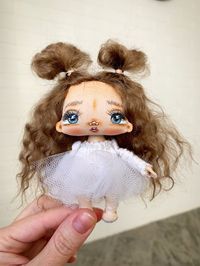 Ballerina doll cute Bunny hat Miniature cloth doll 4inch Beautiful rag doll Textile doll handmade Gift christmas for boyfriends mom