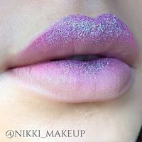 “Mauve gradient lip using @limecrimemakeup lipstick in D'lilac, Airborne unicorn and Zodiac glitter”