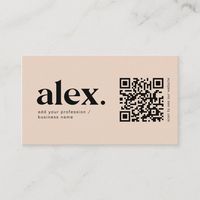 Minimalist design in blush pink for your personalized business QR Code Logo cards. Select the ''Edit using Design Tool'' button to customize it further.