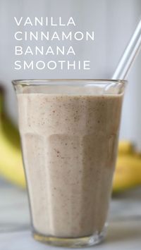 Try this Vanilla Cinnamon Banana Smoothie for a healthy, nourishing, and easy breakfast or snack. Find the whole recipe at theheapingharvest.com!