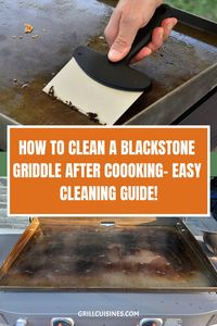 Need help with Blackstone griddle cleaning? Learn how to clean a Blackstone griddle without damaging the seasoning. Awesome griddle care tips here!#griddletips#griddlehacks#cleaning#grill